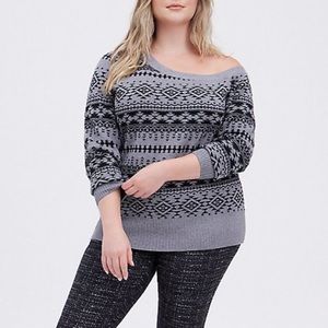 Torrid Grey Off The Shoulder Sweatshirt Sweater